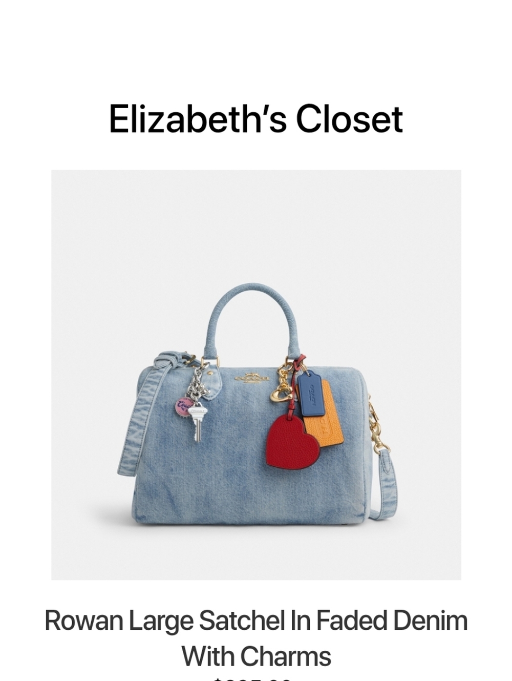 Coach Light Denim Satchel with Red Heart Charm